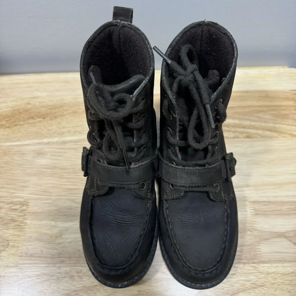 Polo Ralph Lauren Bear Boots Youth 1 Reverse Suede Ranger Hi II Buckle‎ Combat